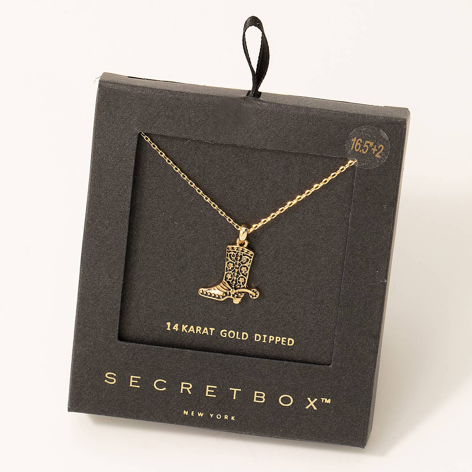 Gold Dipped Cowboy Boot Pendant Necklace – Secret Box Collection